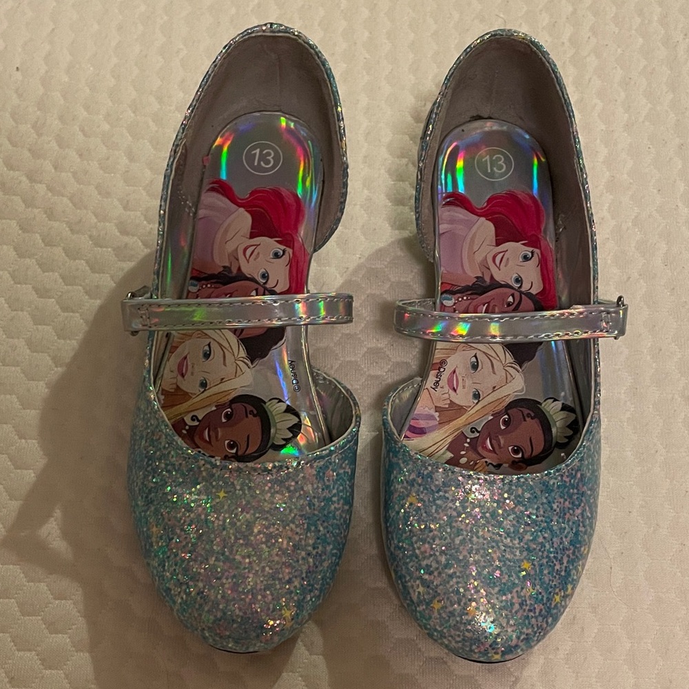 Disney Glittery Blue Dress Shoes for Kids Size 13